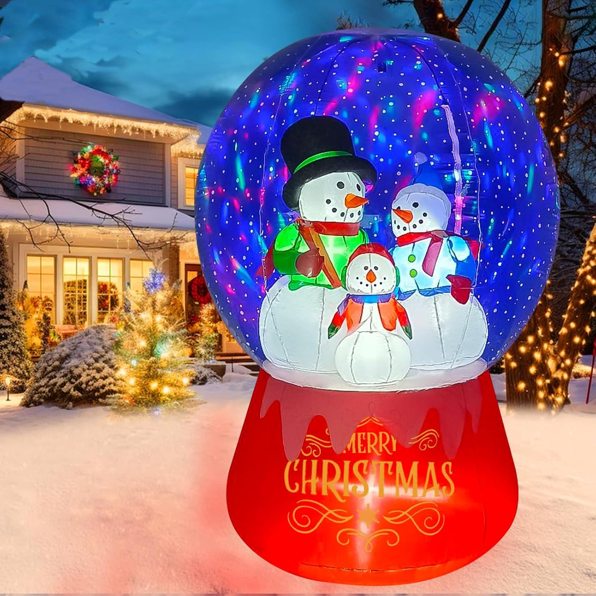 6FT Christmas Inflatable Snow Globe Yard Decorations Snowmen Family