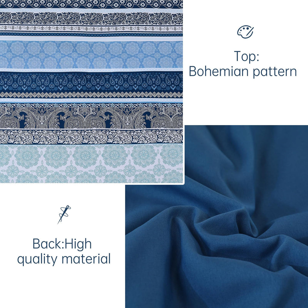 Boho Comforter Set, Navy Blue Striped Bed in a Bag