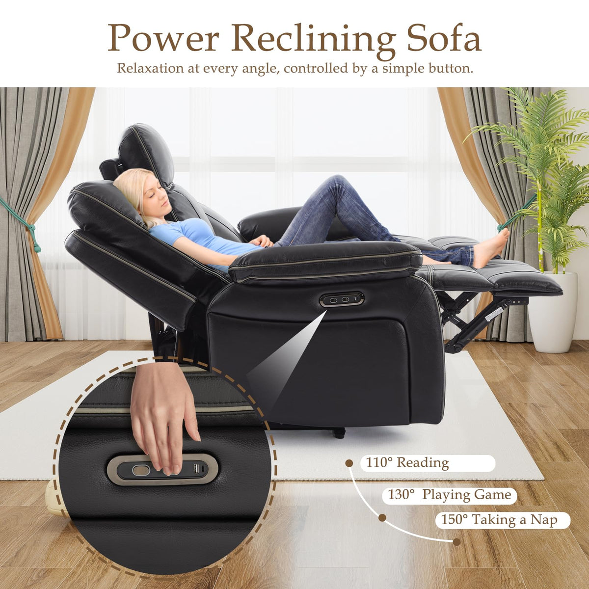 Power Reclining Loveseat with LED Reading Light/Storage Drawer