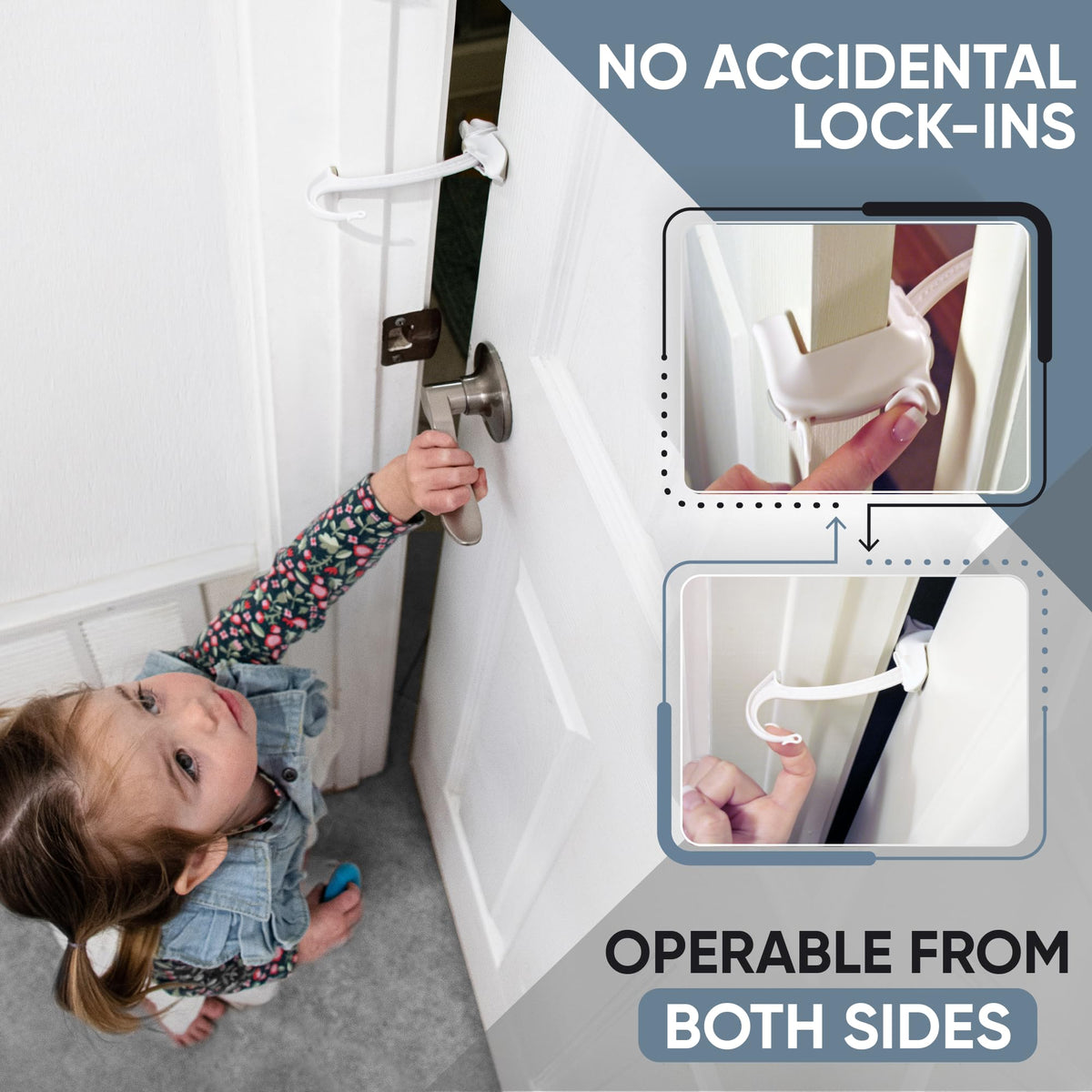 Child Proof Door Lock & Pinch Guard - For Door Knobs & Lever Handles - Easy to Install - No Tools or Tape Required