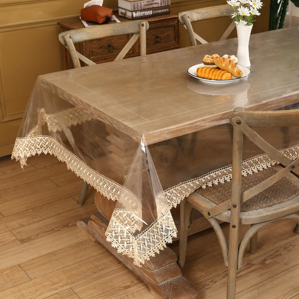 Clear Vinyl Tablecloth Protector Waterproof/Oil-Proof Plastic Square Transparent Sheet Table Cover (54X84 Inch)