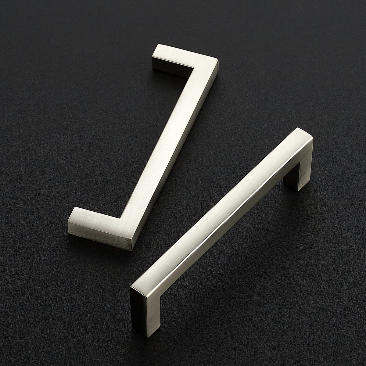 Brushed Nickel Square Solid Cabinet Handles, 3-3/4 Inch, 20 Pack