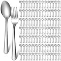 200 Pcs Forks and Spoons Silverware Set Bulk Stainless Steel Flatware Cutlery Set 6.7'' Kitchen Utensils Restaurant