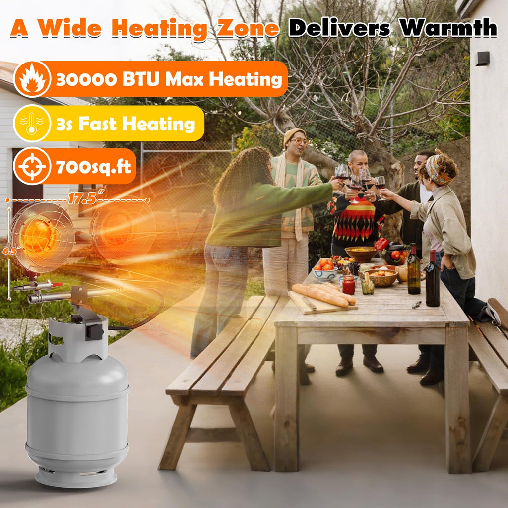Propane Heater, Portable Propane Heater for Outdoor Use with 3 Adjustable Modes and Safety Shut-off Valve