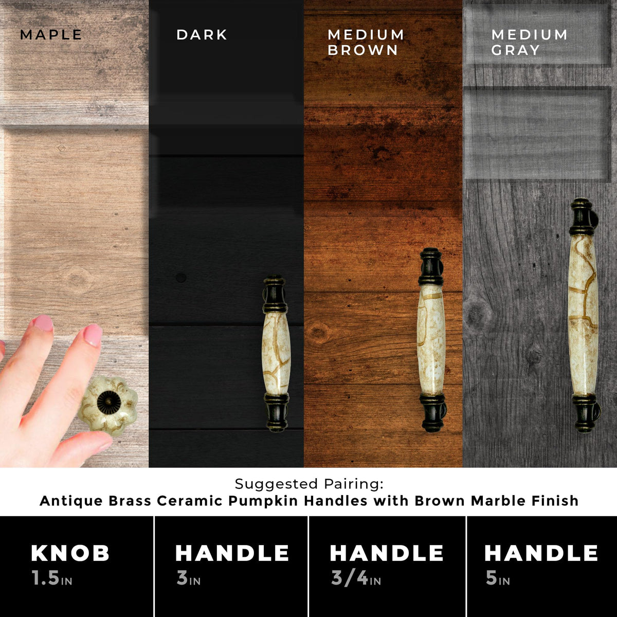 10 pcs Antique Brass Cabinet Drawer Pulls with Brown Marble Ceramic Handles and 3 inch Hole Centers for Cabinets