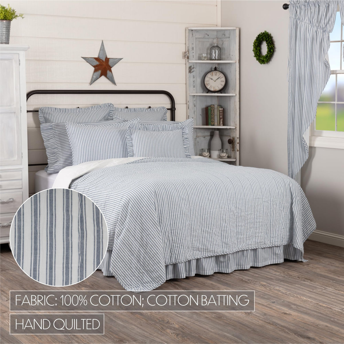 Sawyer Mill Ticking Stripe Coverlet Collection Coordinating Bedding Home Décor in Asstd. Sizes, Colors