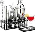 Cocktail Shaker Set Bartender Kit,Professional Bar Set, Jigger,Mixer Spoon, Muddler, Liquor Pourers Ideal Bar - Set of 5