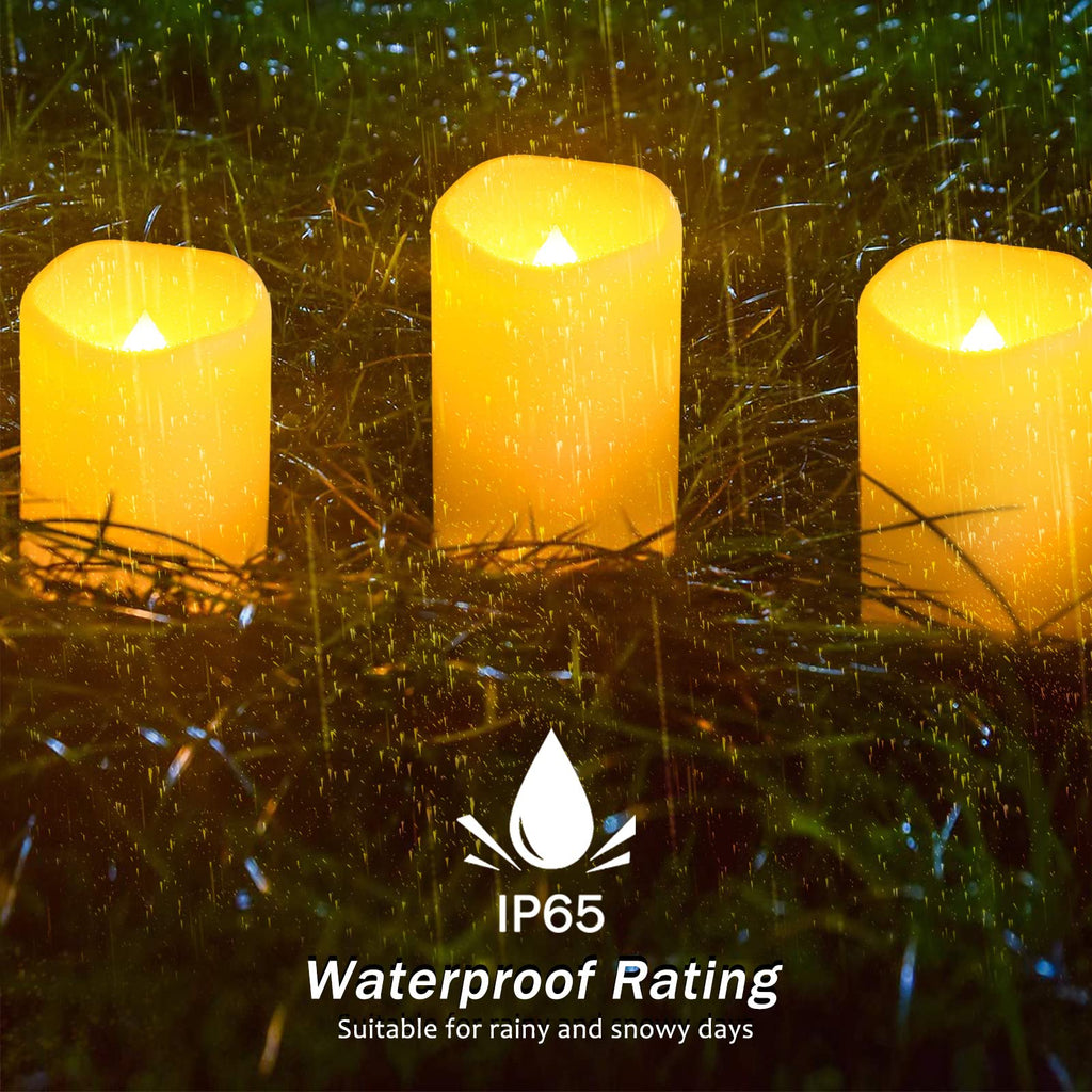 Solar flameless Candles Outdoor Waterproof, Dusk to Dawn Outdoor Lighting, Flickering fameless Reusable LED Light
