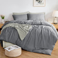 Muslin Duvet Cover - 100% Washed Cotton Linen Like Gauze Comforter Cover 3 Pieces Breathable & Lightweight for