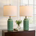 20.5" Ceramic Table Lamps Set of 2 - Modern Farmhouse & Boho Style, Bedside Nightstand Lamps End Table Lamps, Small