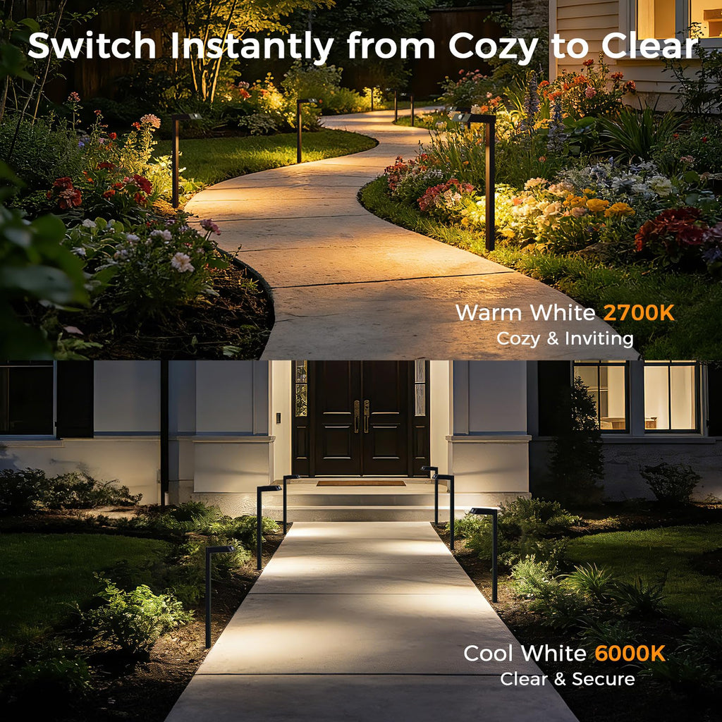 Solar Pathway Lights, 4 Pack Metal Motion Sensor Outdoor Lights