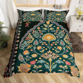 Bohemian Duvet Cover Ethnic Baroque Bedding Set, Girls Boho Floral Leaves Comforter Cover Indian Classical Texture