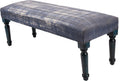 LR Home Blue Upholstered Bench End of Bed | Modern Distressed Accent Bench , or Hallway | 47" L x 16" W x 18" H