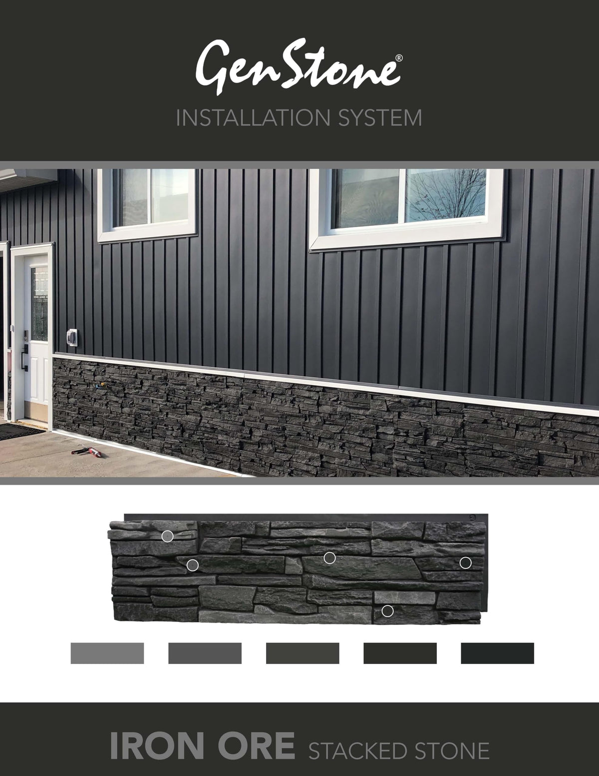 Faux Stacked Stone Ledger 42" x 2" x 3.5" in Iron Ore Color for Do It Yourself Friendly Home Improvement Projects