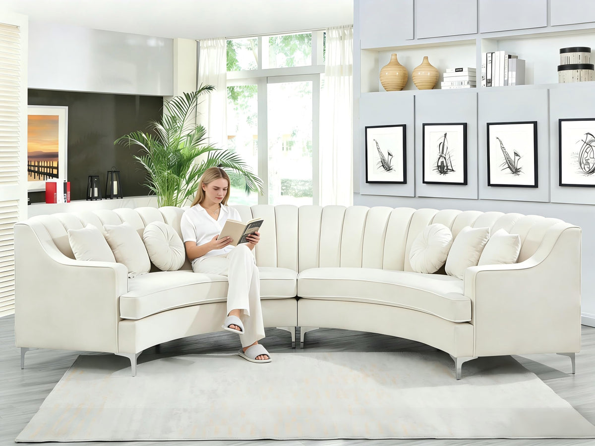 Semicircle Modular Curved Velvet Sectional Sofa, 141.34"Oversized Arc Sofa, Modern Cloud-Like Deep Seat Couch Apartment