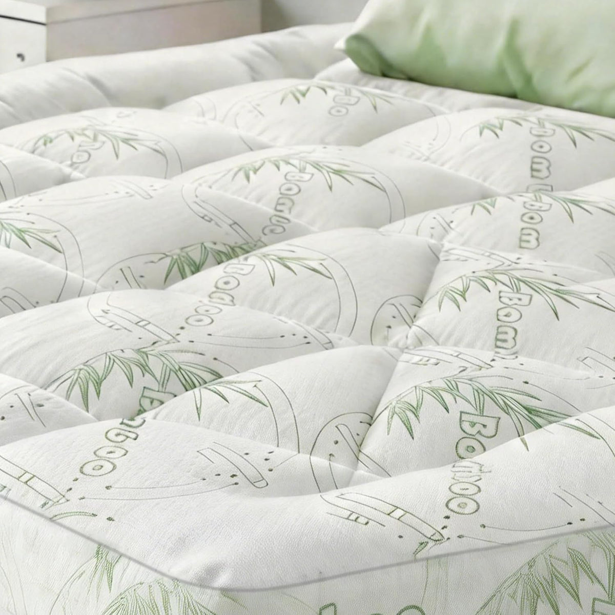 Full Bamboo Mattress Topper, Thick Pillow Top for Hot & Side Sleepers | Cooling bamboo viscose air layer,1700 GSM