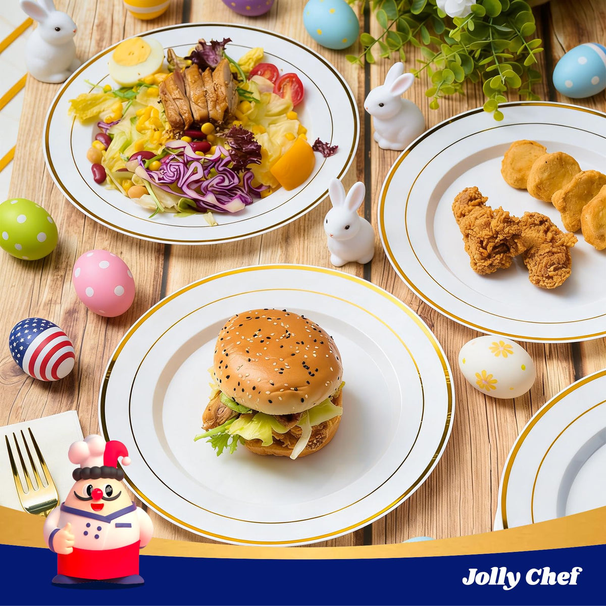Plastic Plates 10 Inch Heavy Duty Disposable Plates for Everyday Use