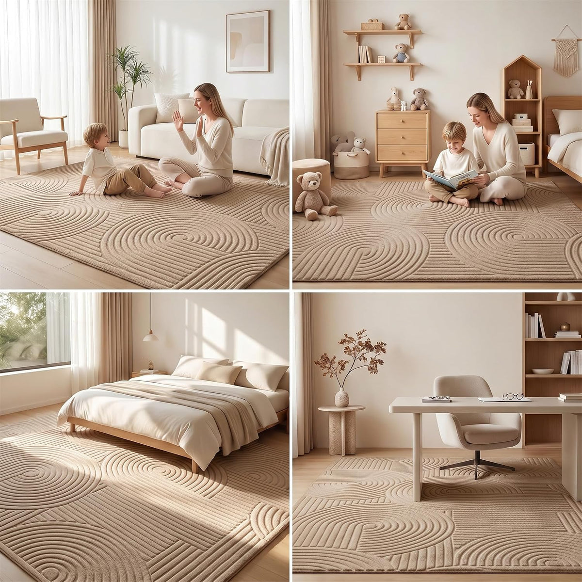 Brown Solid Color Area Rug,Washable Living Room Bedroom Carpet