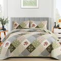 Patchwork Quilt Set, Boho Bedding Set, Oliver Green
