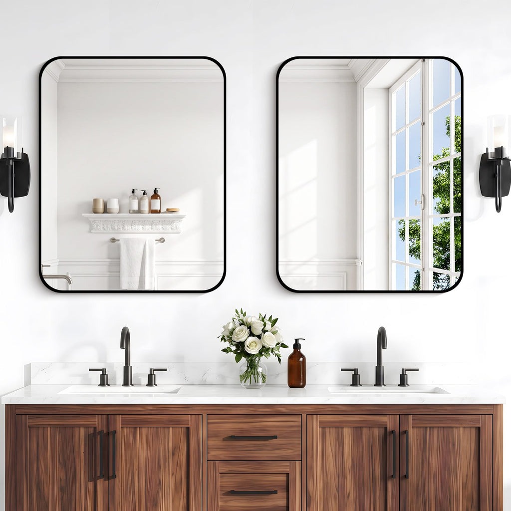 24x30 inch Bathroom Mirror 2-Pack, Black Rectangle Mirror