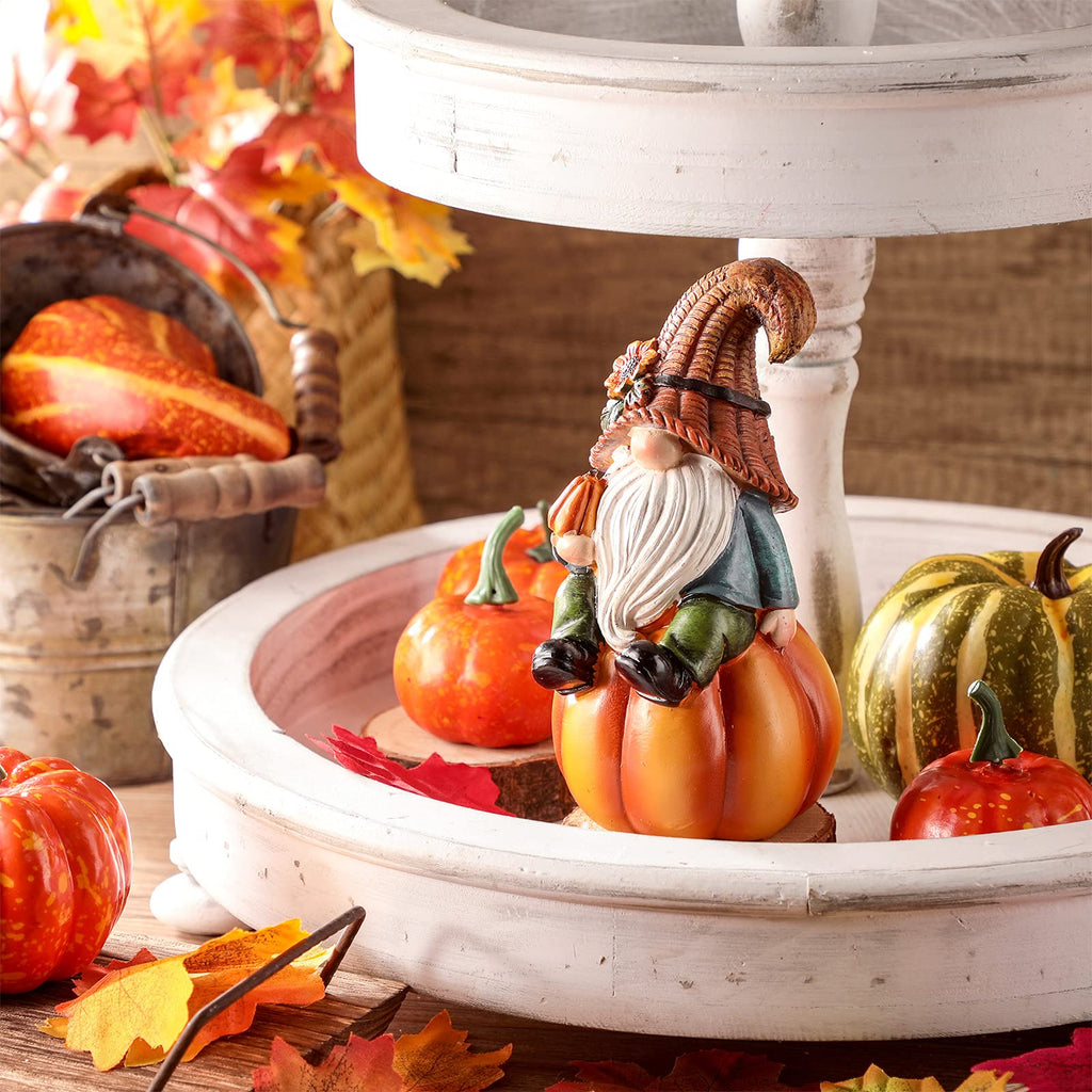 Fall Thanksgiving Gnomes Figurine Decorations, 6.7", Elegant