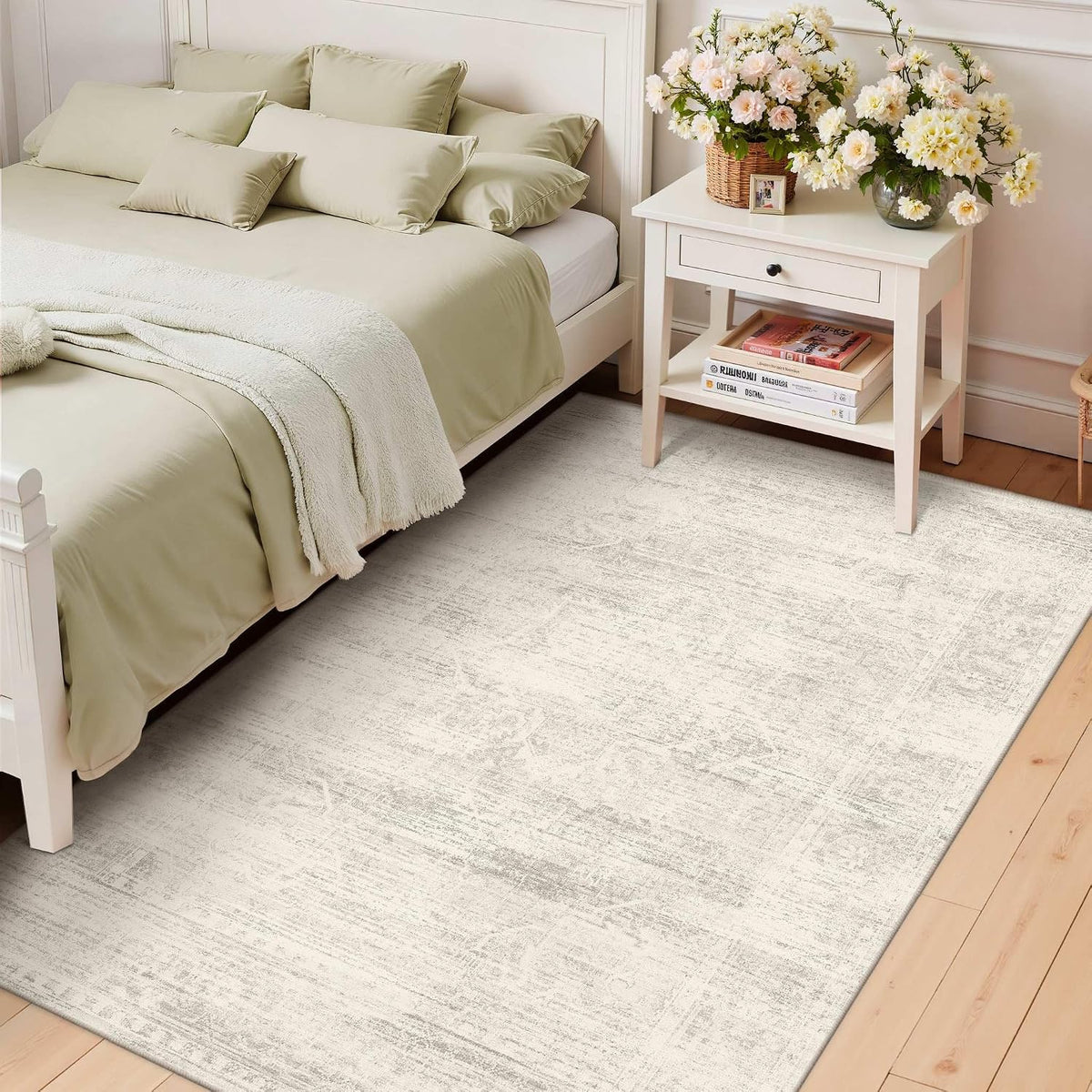 Washable Entryway Rug, Ivory Area Rugs