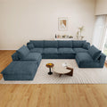 136" Cloud Couch Modular Sectional Sofa, U-Shape Boneless Couch with Deep Seat, Modern Corduroy 6-Seater with