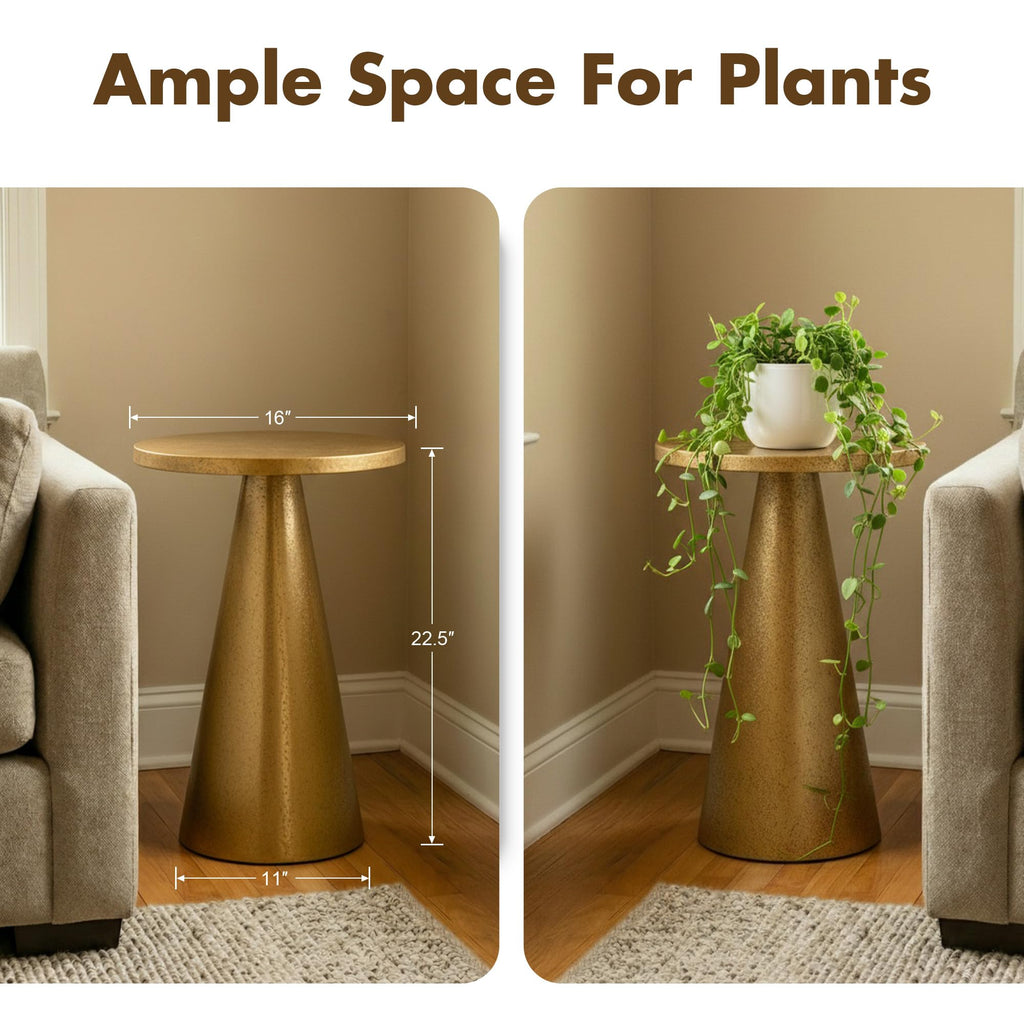 Inspired Saarinen Style Gold Round Pedestal, Modern Side Table for Couch & Sofa, Small Metal Drink Stand Accent Tables & Small Spaces