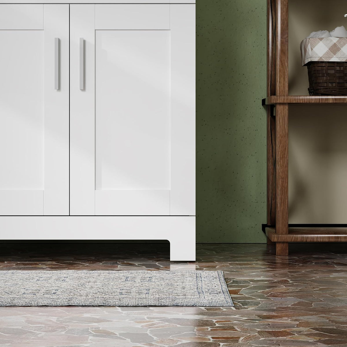 24" White Freestanding Bathroom Vanity with Single Sink - Modern Vanity Cabinet