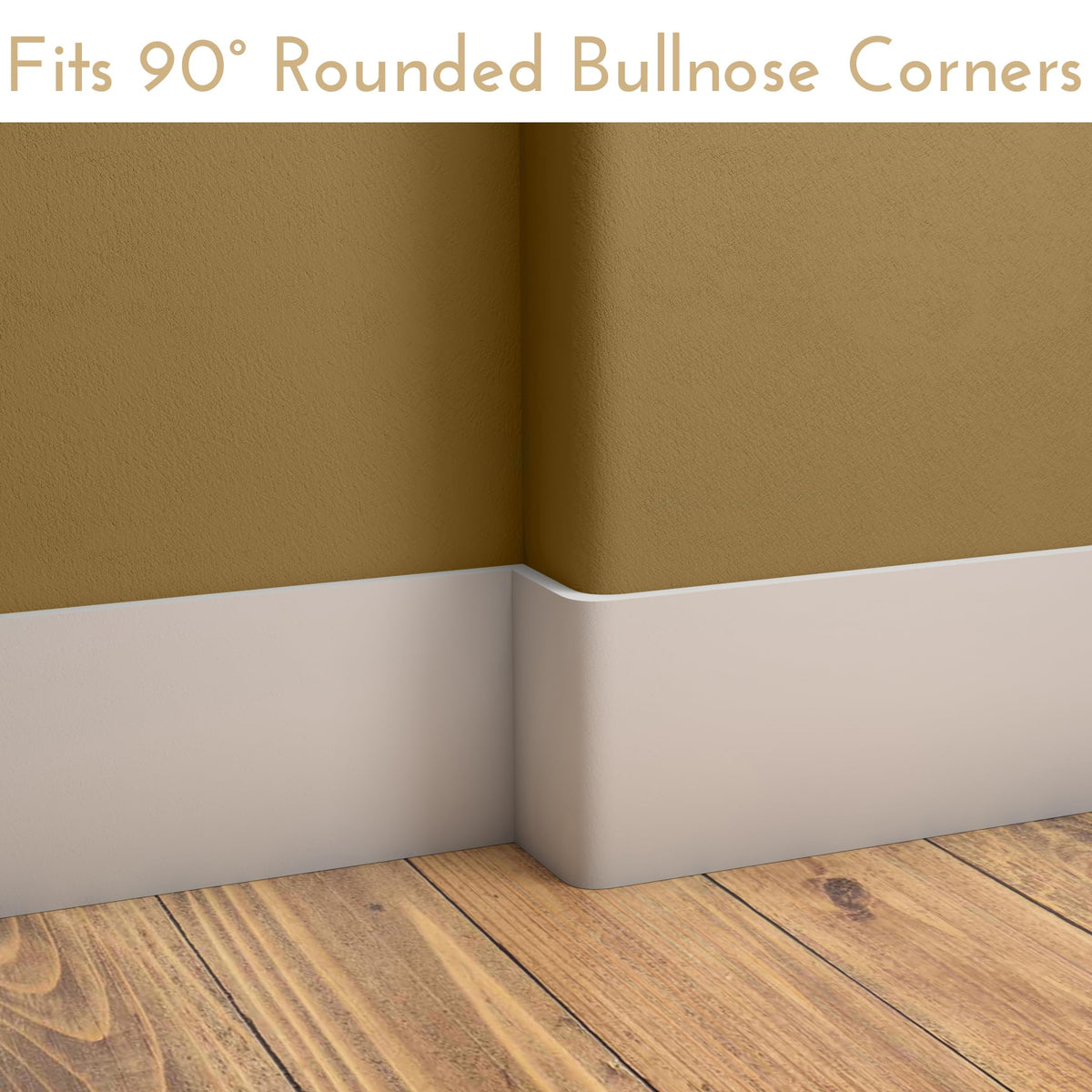 5.5" x 5/8" Rounded Outside Bullnose Corner Baseboard Molding and Trim Block. Pine. Primed White. Fits Standard 3/4"