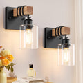 Matte Black Farmhouse Wall Sconce Set of Two, One-Light Vanity Fixtures