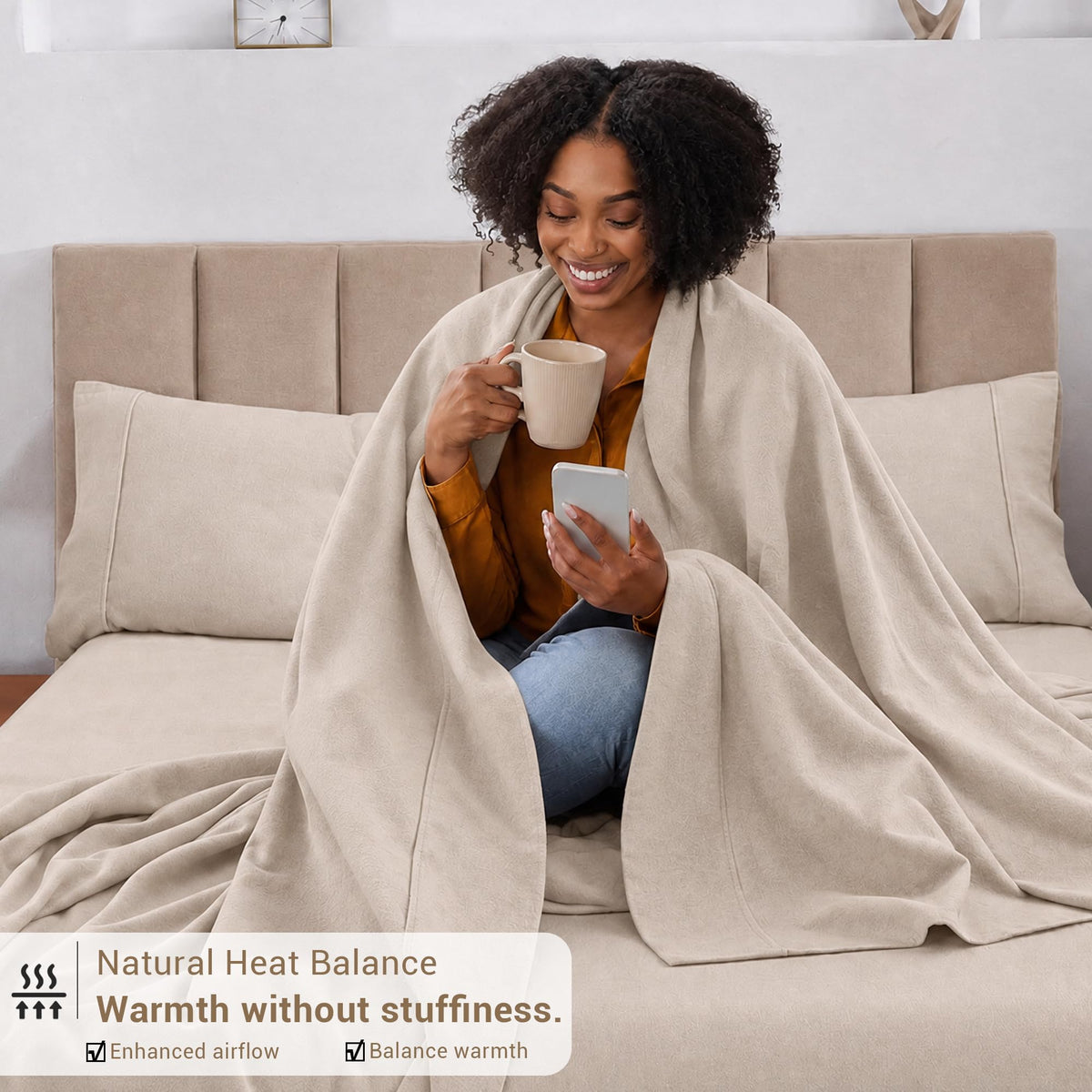 Cotton Flannel Sheets, Sand