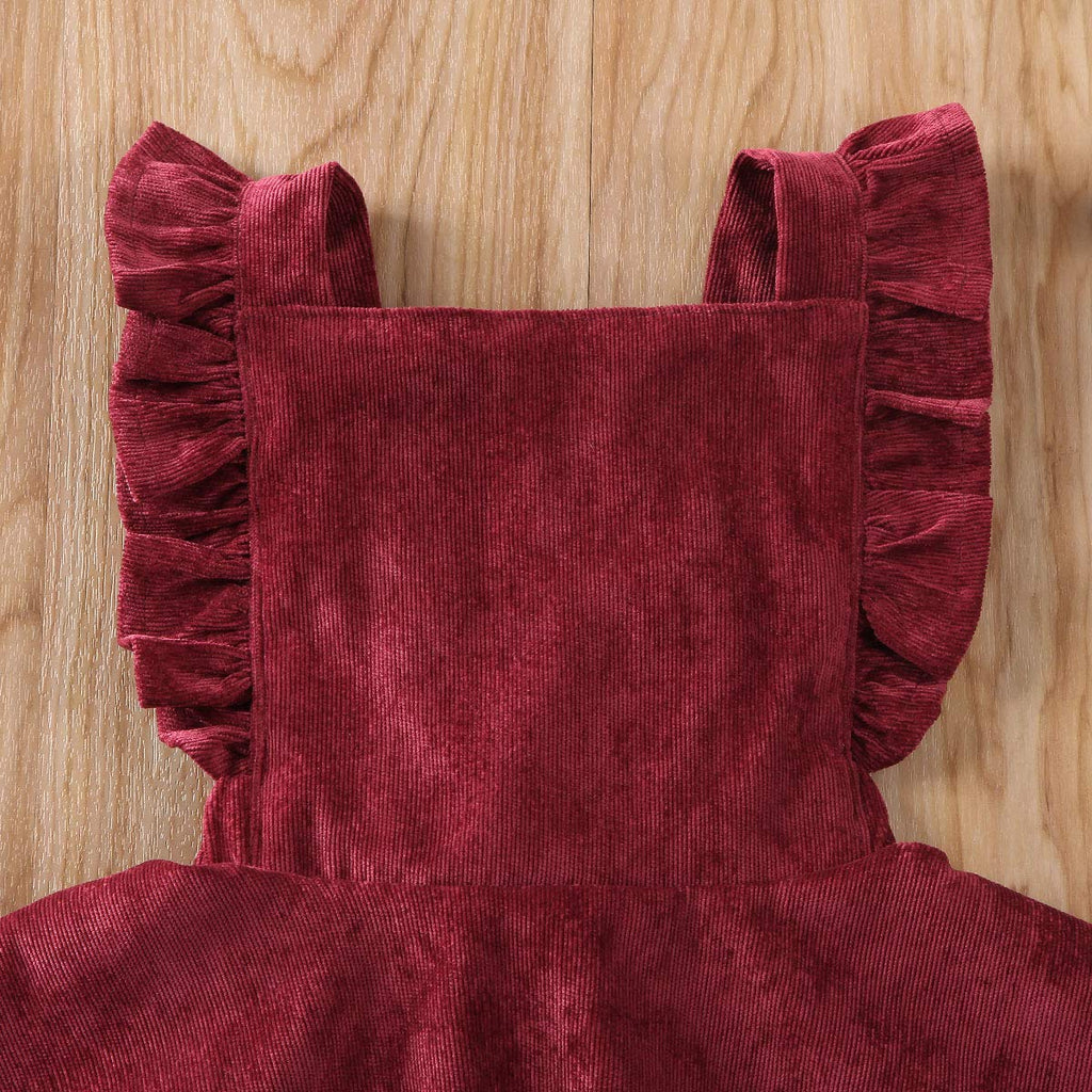 Baby Girls Velvet Suspender Skirt Infant Toddler Ruffled Casual Strap Sundress Summer Outfit Clothes