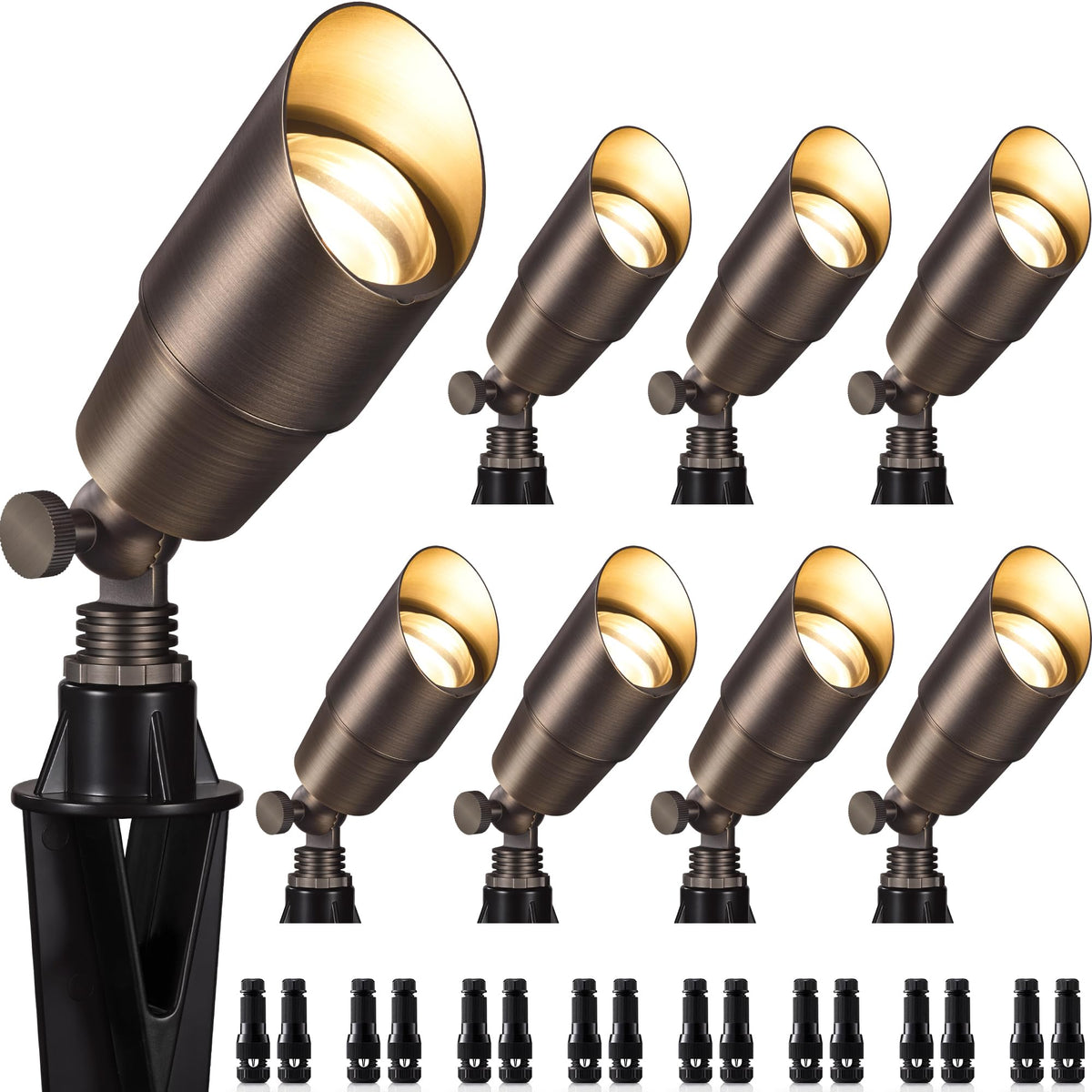 Solid Brass Low Voltage Landscape Spotlights 12V Heavy Duty LED Landscape Lighting Waterproof Outdoor Spotlight
