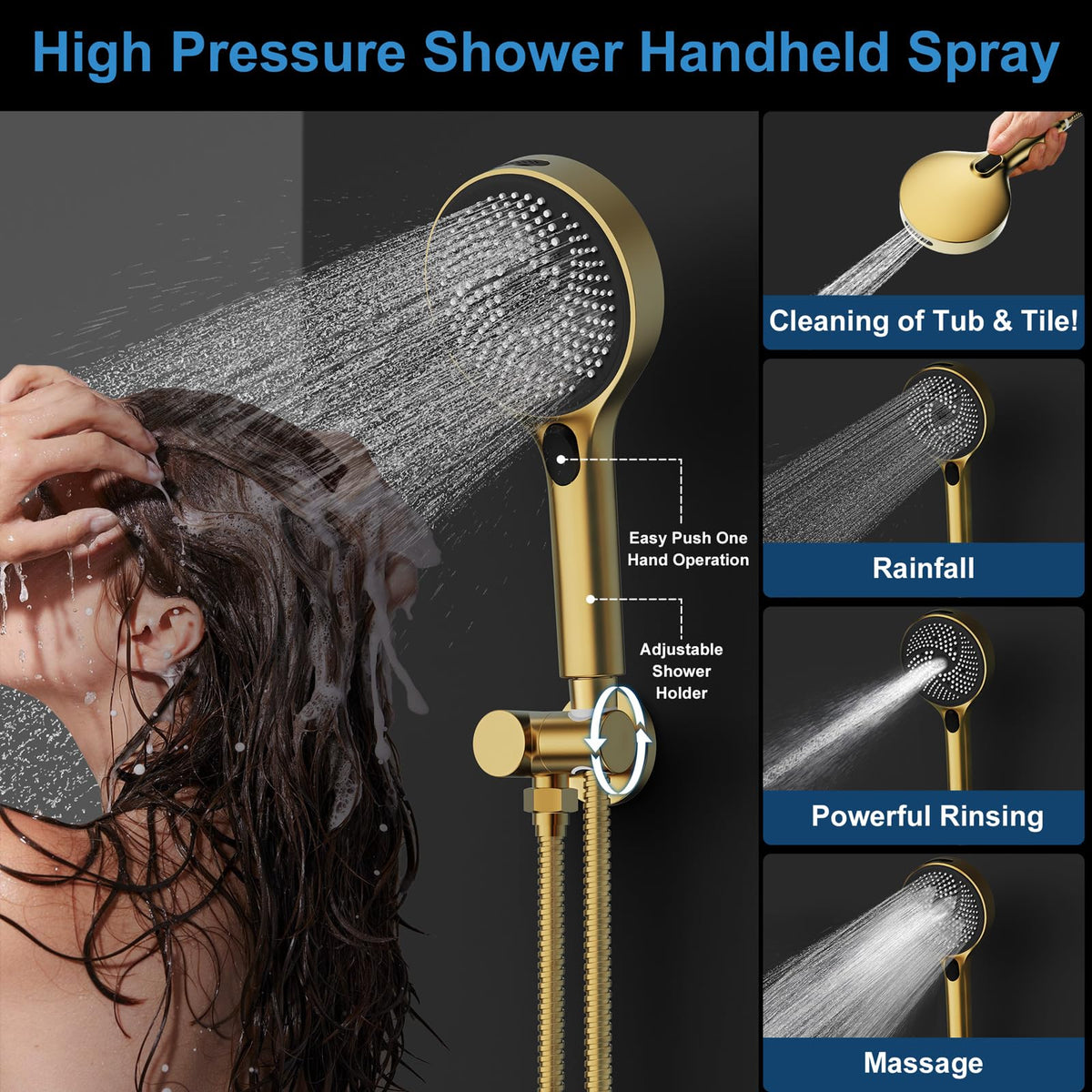 Shower System Brass Thermostatic Shower Faucet Set With Valve and Diverter Shower Mixer with 2 Rain Shower Head and