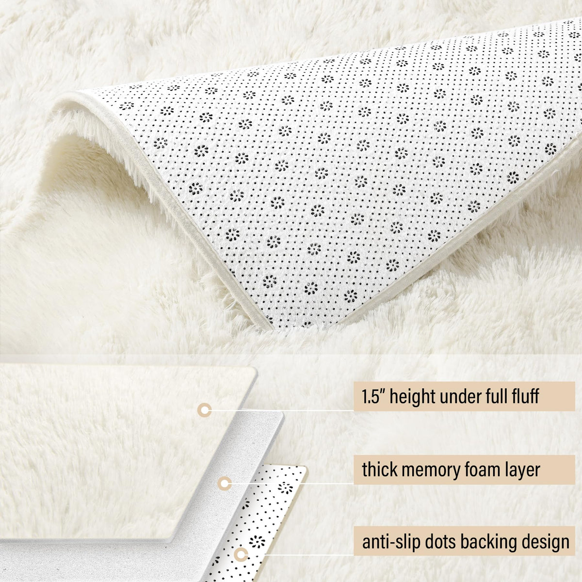 Soft Runner Rug, Long Fluffy Runners Cream White