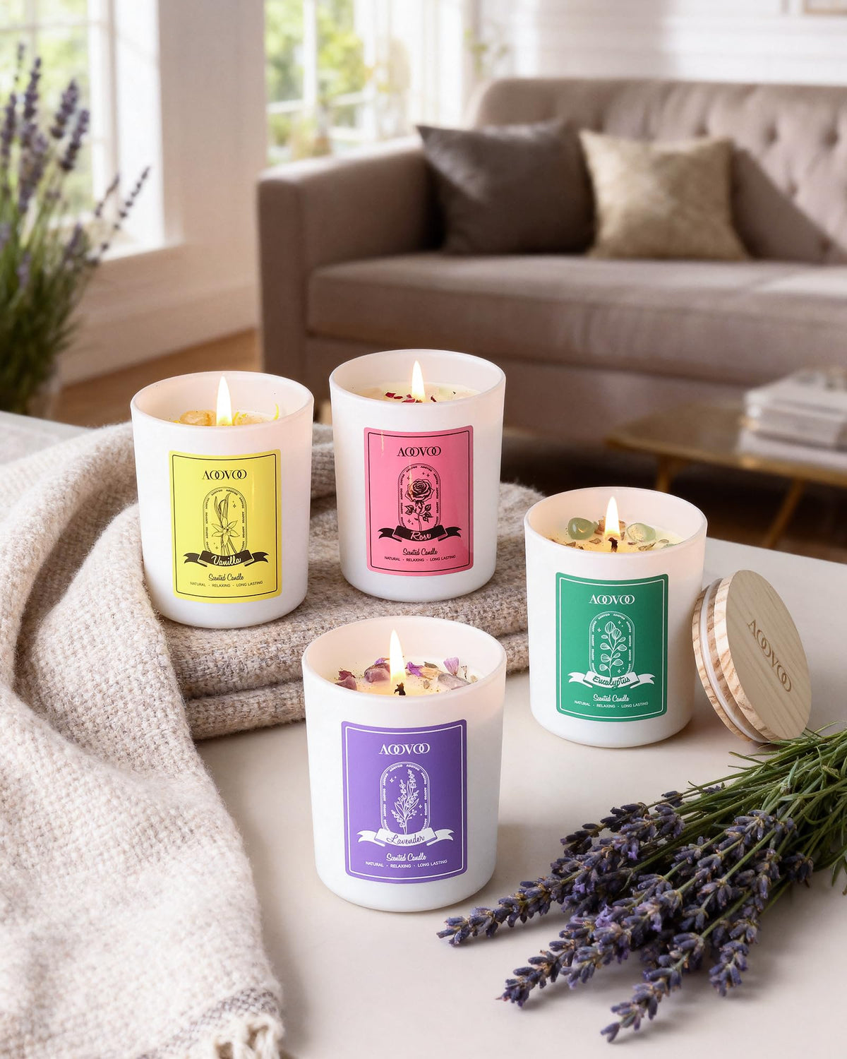 Rose/Vanilla/Eucalyptus/Lavender Scented Candles for Women