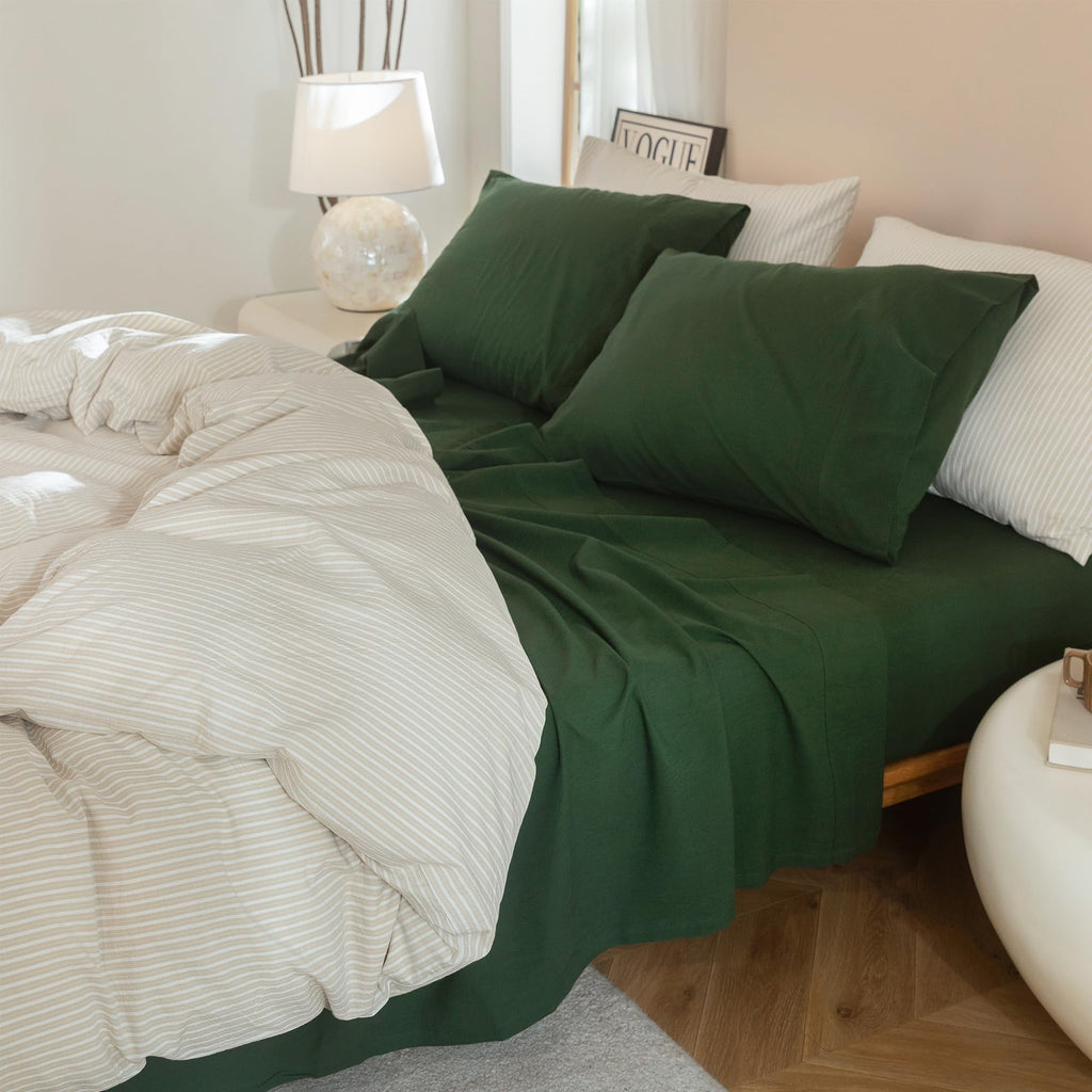 Washed Cotton Sheet Set, 4-Piece, Relaxed Linen Feel