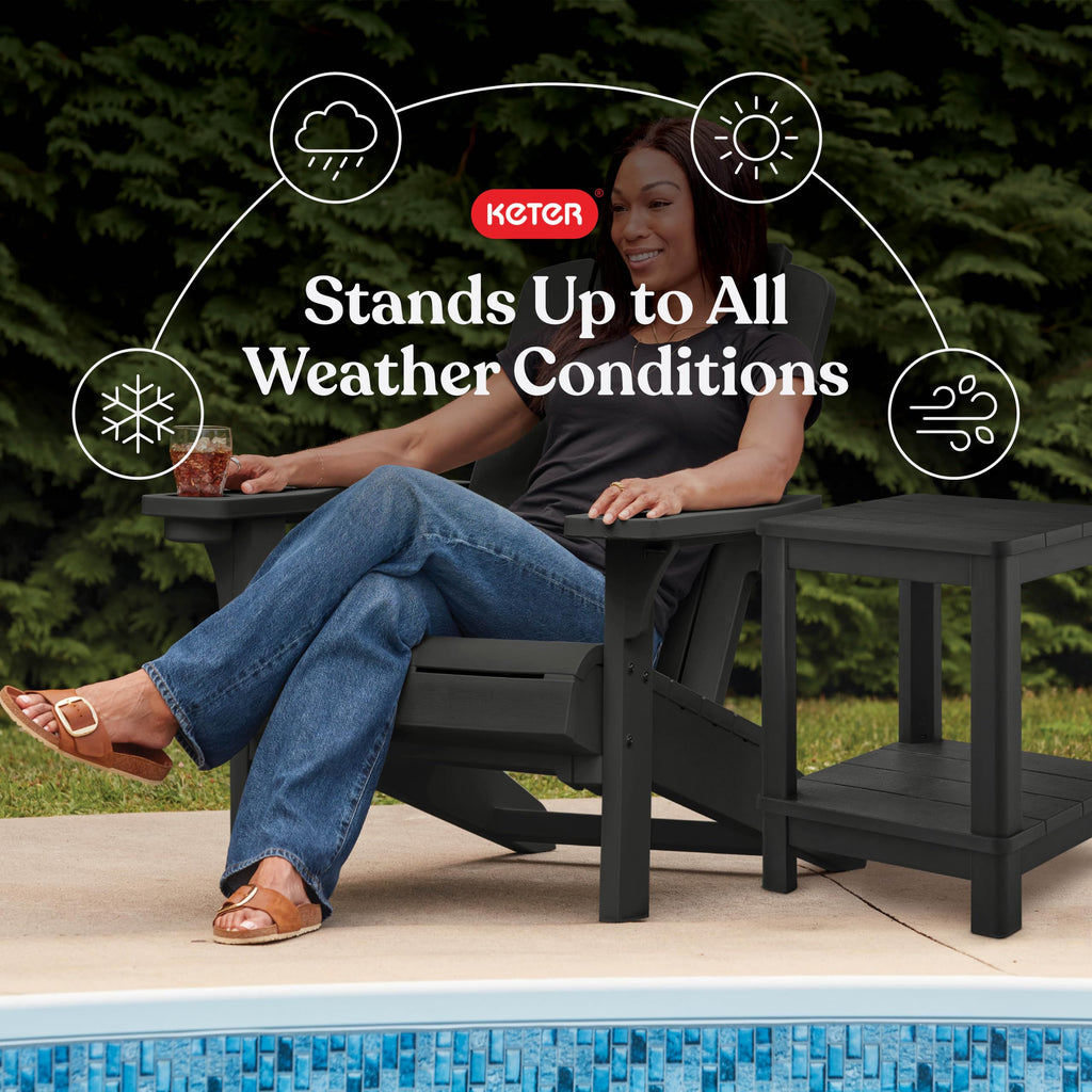 Kiawah Adirondack Chair, Weather‐Resistant Resin Outdoor Patio Chair, Ergonomic Design, All‐Weather Seating for