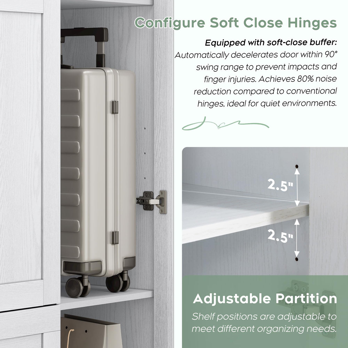 Armoire Wardrobe Closet with 3 Door, Bedroom Wooden Armoires with Full Length Mirror, Large Clothing Storage Cabinet
