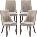 Beige Mid Century Dining Chairs Set of 4, Modern Kitchen & Dining Room Chairs Set of 4, Fabric Upholstered Kitchen