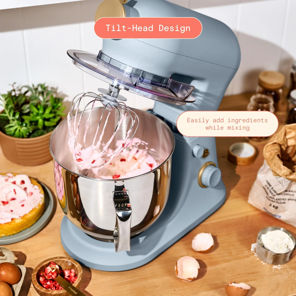 6 Quart Stand Mixer, 600W Tilt-Head Electric Kitchen Mixer with 12 Speeds, Stainless Steel Bowl, Dough Hook, Whisk &