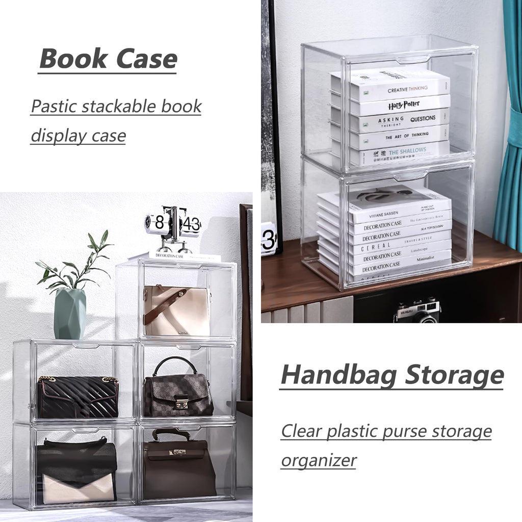 Clear Acrylic Display Case, Stackable Plastic Storage Bins, X-Large