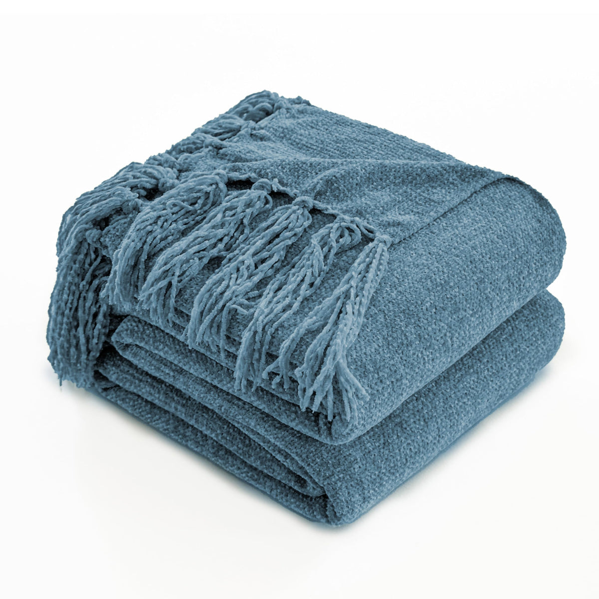 Chenille Throw Blanket for Couch, 50'' X 60'', Blue