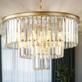 Three-Tier Round Gold Crystal Flush Mount Chandelier for Foyers
