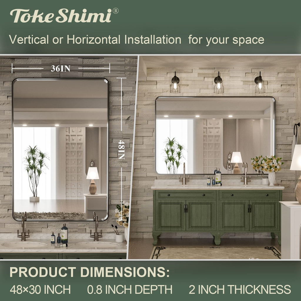 48 x 36 Inch Black Bathroom Vanity Mirror