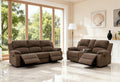 Reclining Sectional Sofa Set with Cup Holders, 2PCS Living Room Furniture Sets, Corduroy Recliner Sectional Sofa Set