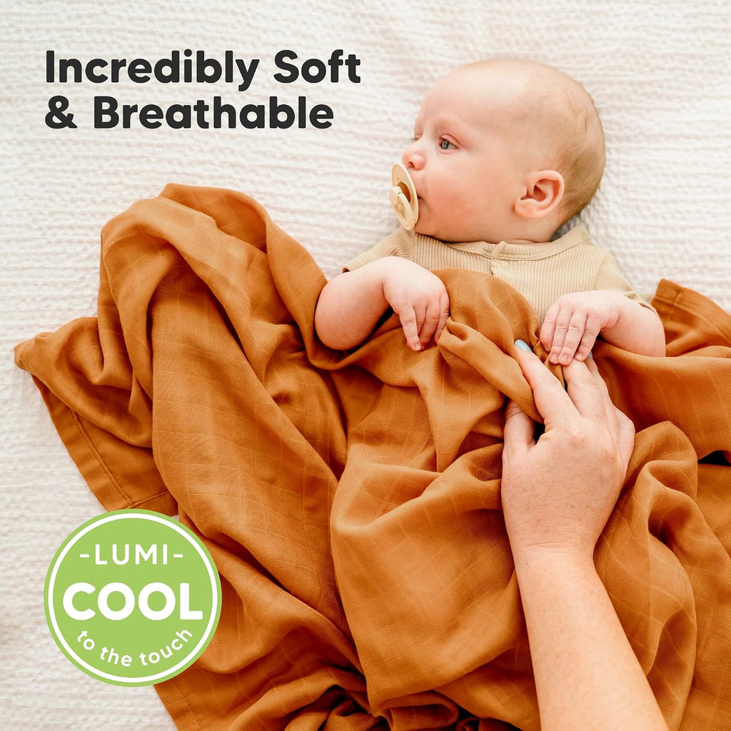 Pack Muslin Swaddle Blankets for Boys, Girls, Newborn Swaddles (Spice)