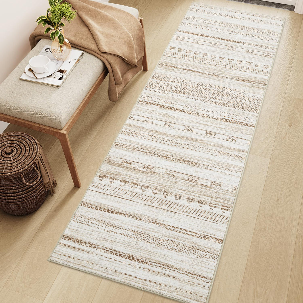 Runner Rug Machine Washable Non Slip Area Rug Distressed Neutral Moroccan Boho Rug Ultra Soft Floor Runners s