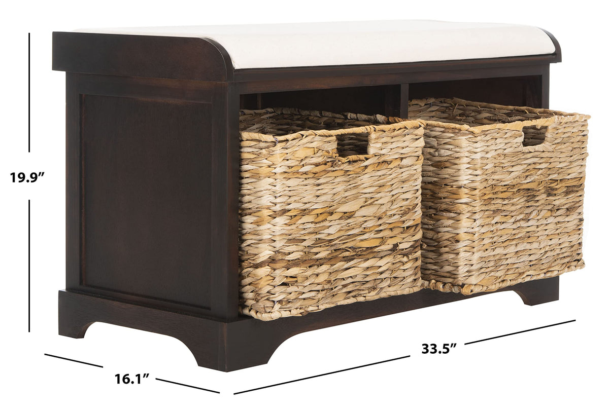 Freddy Wood Storage Bench, 33" Farmhouse Brown